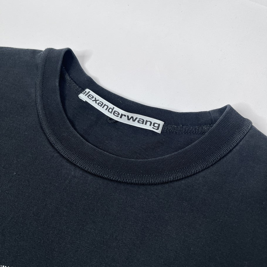 Alexander Wang Center Logo Black Long Sleeve Shirt Size M