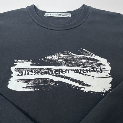Alexander Wang Center Logo Black Long Sleeve Shirt Size M