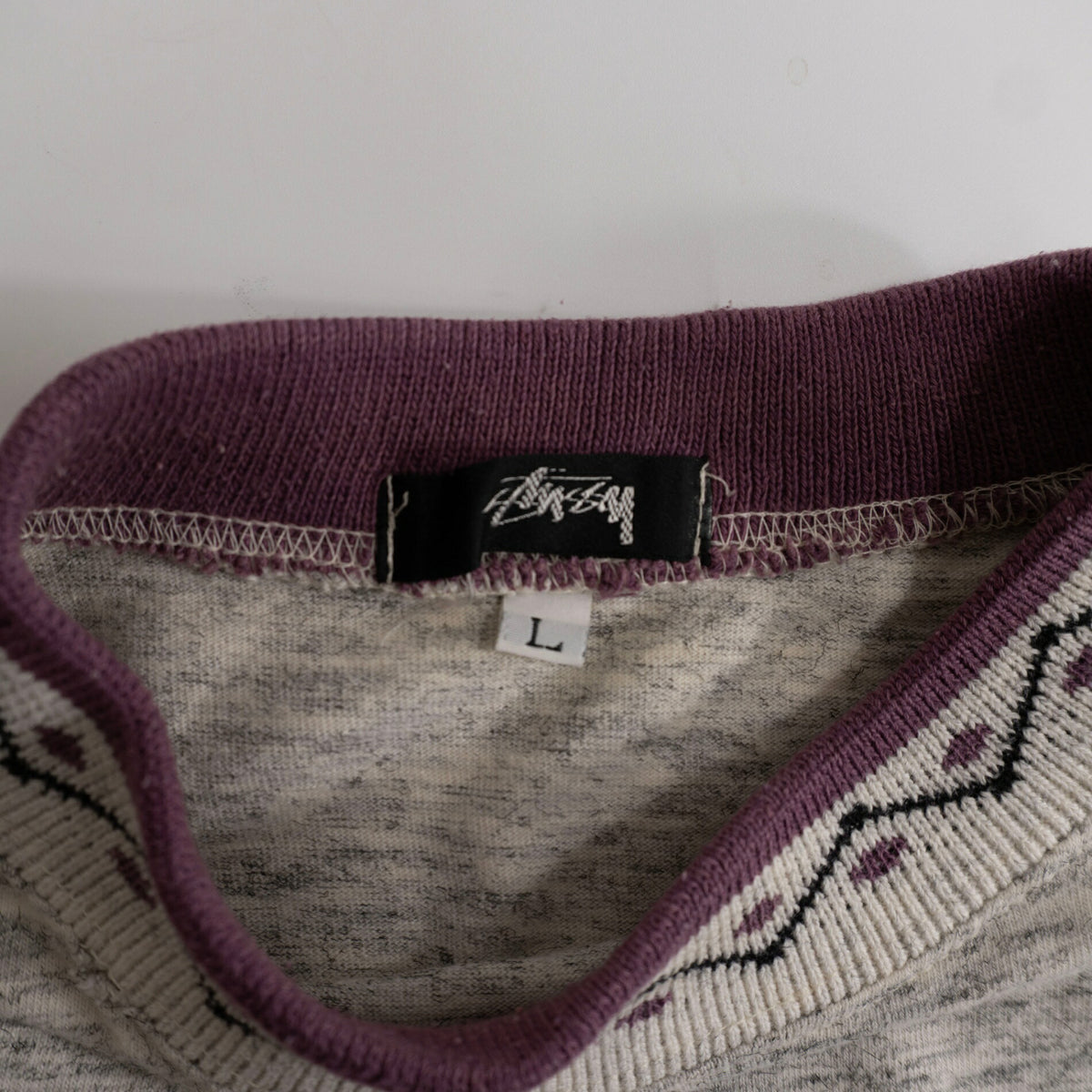 OLD STUSSY 80s USA Collar Tape Logo T-Shirt Size L