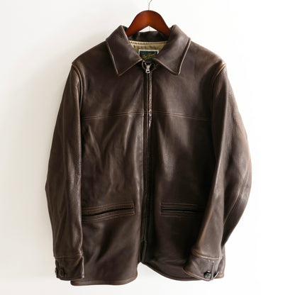 THE FLAT HEAD Deerskin Leather Car Coat Brown Size 44