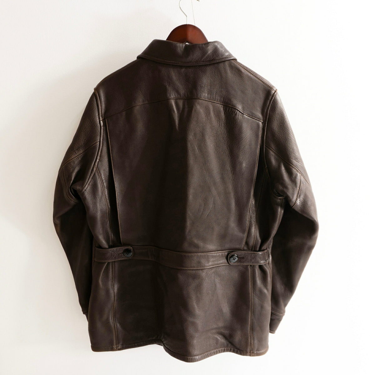 THE FLAT HEAD Deerskin Leather Car Coat Brown Size 44