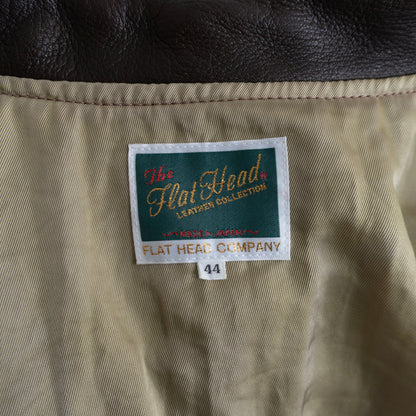 THE FLAT HEAD Deerskin Leather Car Coat Brown Size 44
