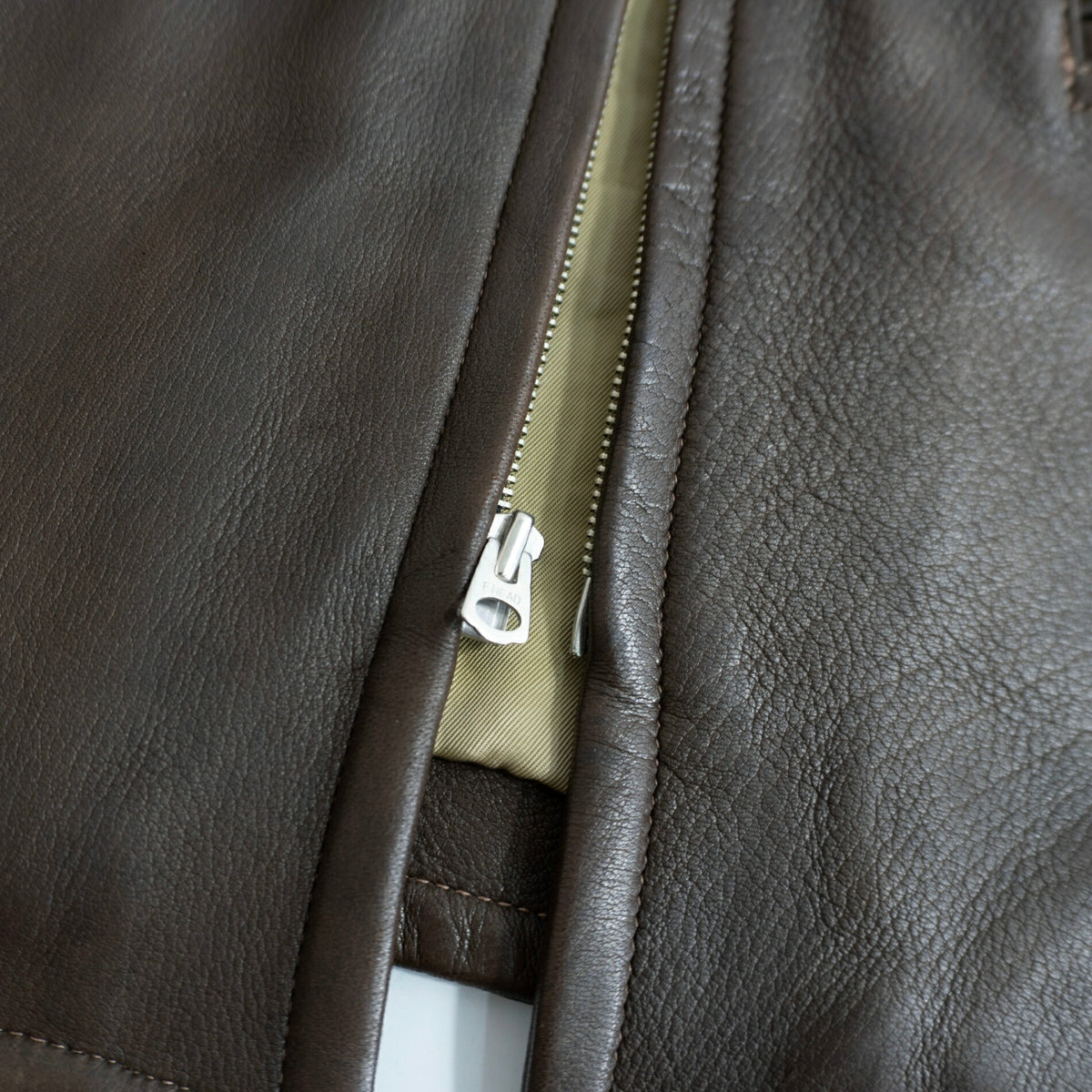 THE FLAT HEAD Deerskin Leather Car Coat Brown Size 44