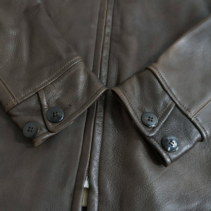 THE FLAT HEAD Deerskin Leather Car Coat Brown Size 44