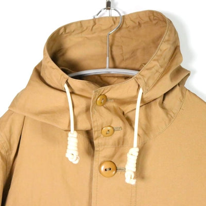 NIGEL CABOURN 20SS Coated Cotton Hoodie Beige Size 46