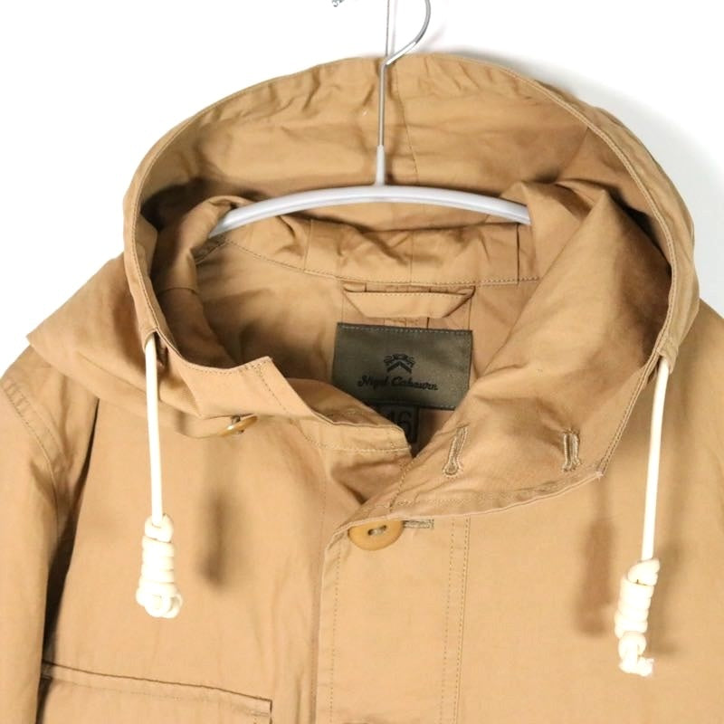 NIGEL CABOURN 20SS Coated Cotton Hoodie Beige Size 46