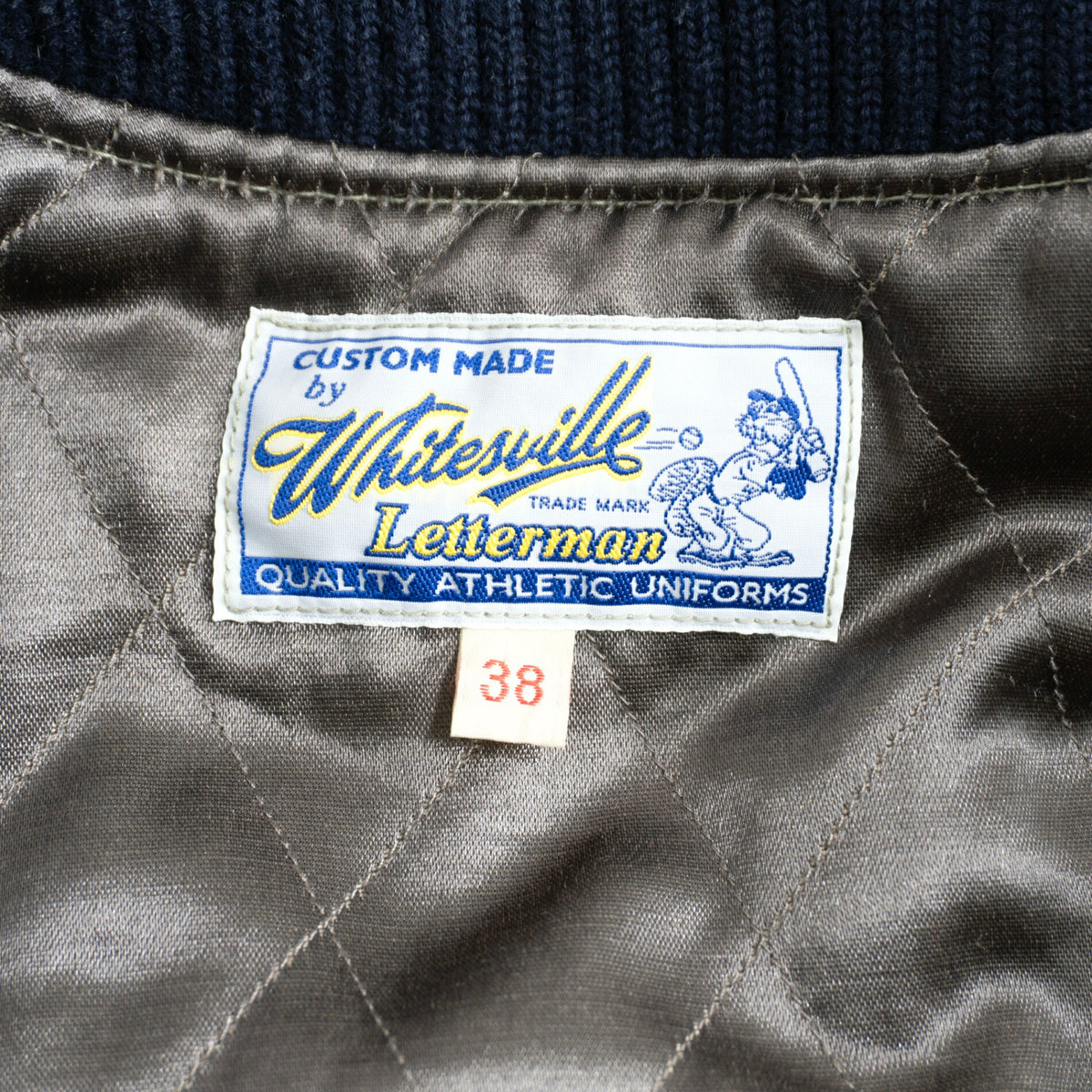 WHITESVILLE Full-Deco Leather Sleeve Varsity Jacket Size 38