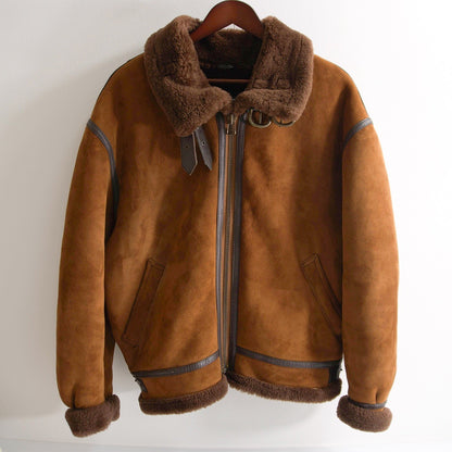 MILITARY CLOTHING B-3 Shearling Bomber Jacket Brown Size M
