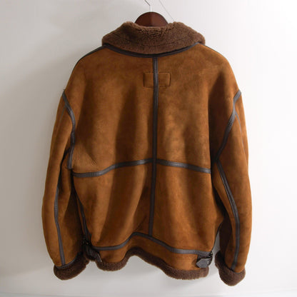 MILITARY CLOTHING B-3 Shearling Bomber Jacket Brown Size M
