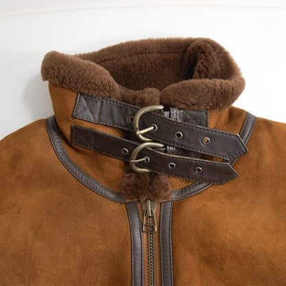 MILITARY CLOTHING B-3 Shearling Bomber Jacket Brown Size M