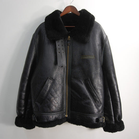 AVIREX B-3 Mouton Sheepskin Bomber Jacket Size 46