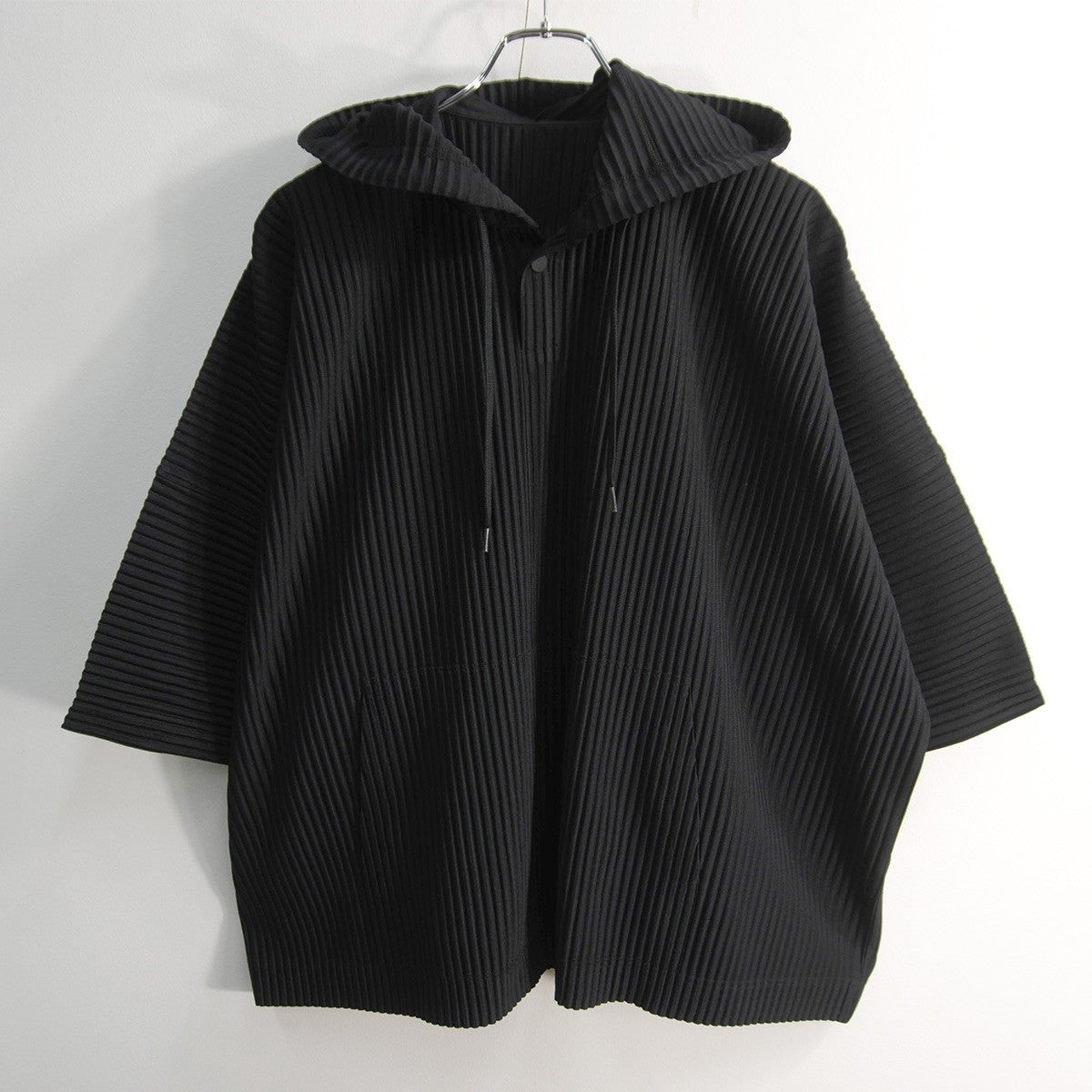 HOMME PLISSE ISSEY MIYAKE Black Pleated Hoodie Size 2