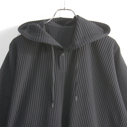 HOMME PLISSE ISSEY MIYAKE Black Pleated Hoodie Size 2