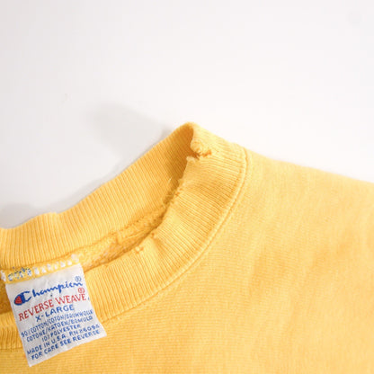 CHAMPION 90s Reverse Weave College Sweatshirt Yellow Size L