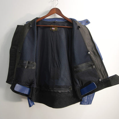 VANSON MANX Blue Leather Riders Jacket Size 54