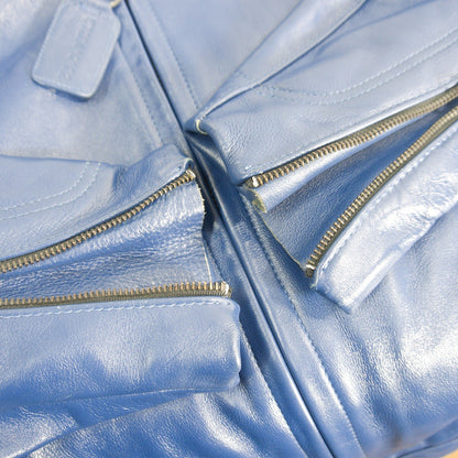 VANSON MANX Blue Leather Riders Jacket Size 54