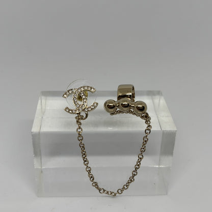 CHANEL CC Mark Rhinestone Earrings Gold Size ONE SIZE