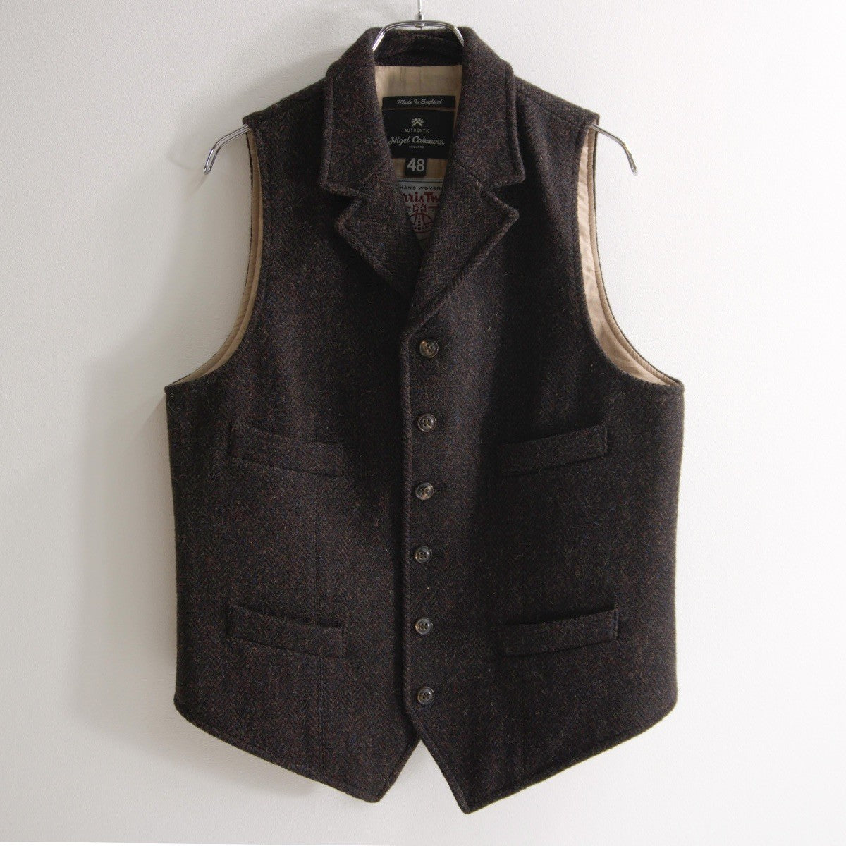 NIGEL CABOURN Mallory Harris Tweed Wool Vest Size 48