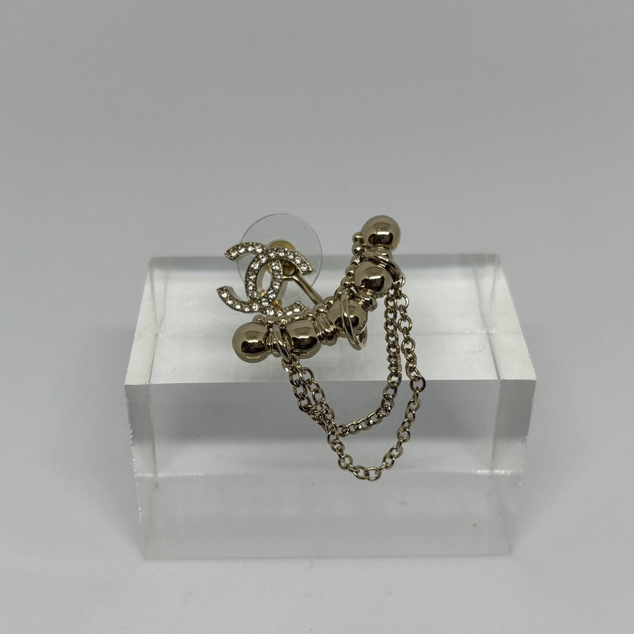 CHANEL CC Mark Rhinestone Earrings Gold Size ONE SIZE