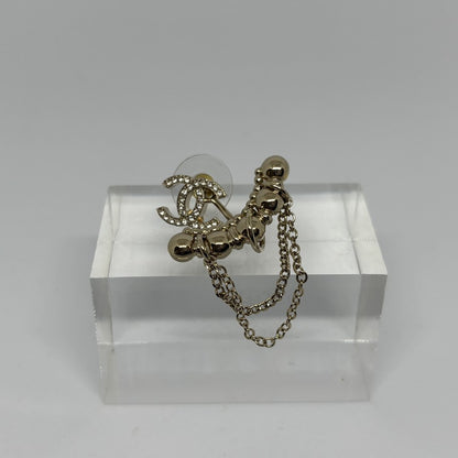 CHANEL CC Mark Rhinestone Earrings Gold Size ONE SIZE
