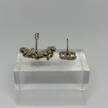 CHANEL CC Mark Rhinestone Earrings Gold Size ONE SIZE