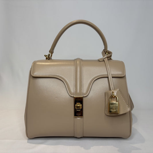 CELINE 16 Small 2-Way Leather Bag Beige Size ONE SIZE