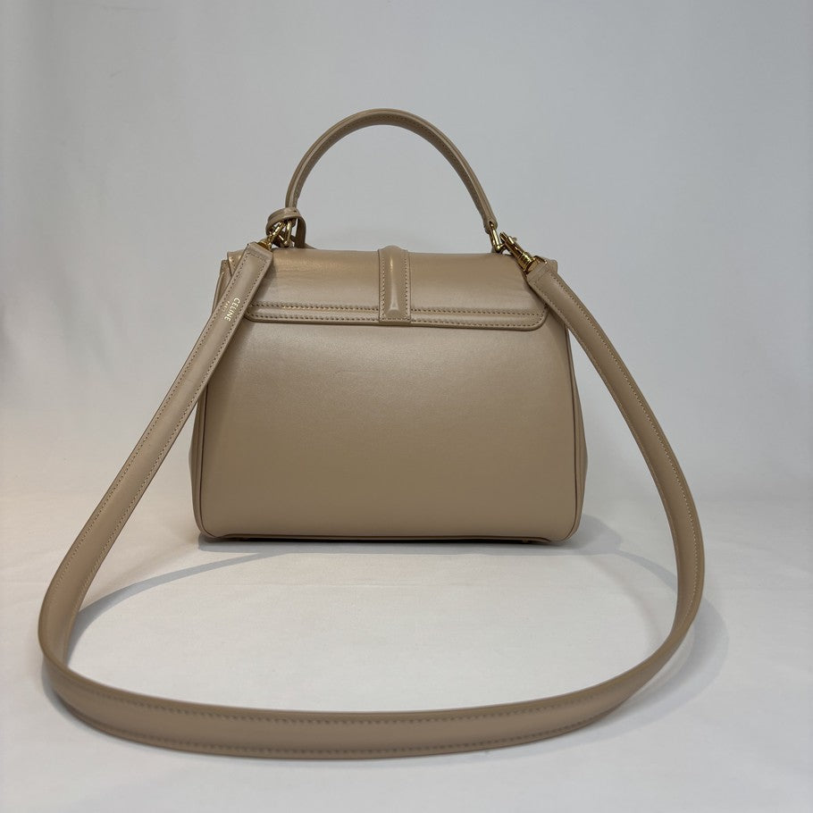 CELINE 16 Small 2-Way Leather Bag Beige Size ONE SIZE