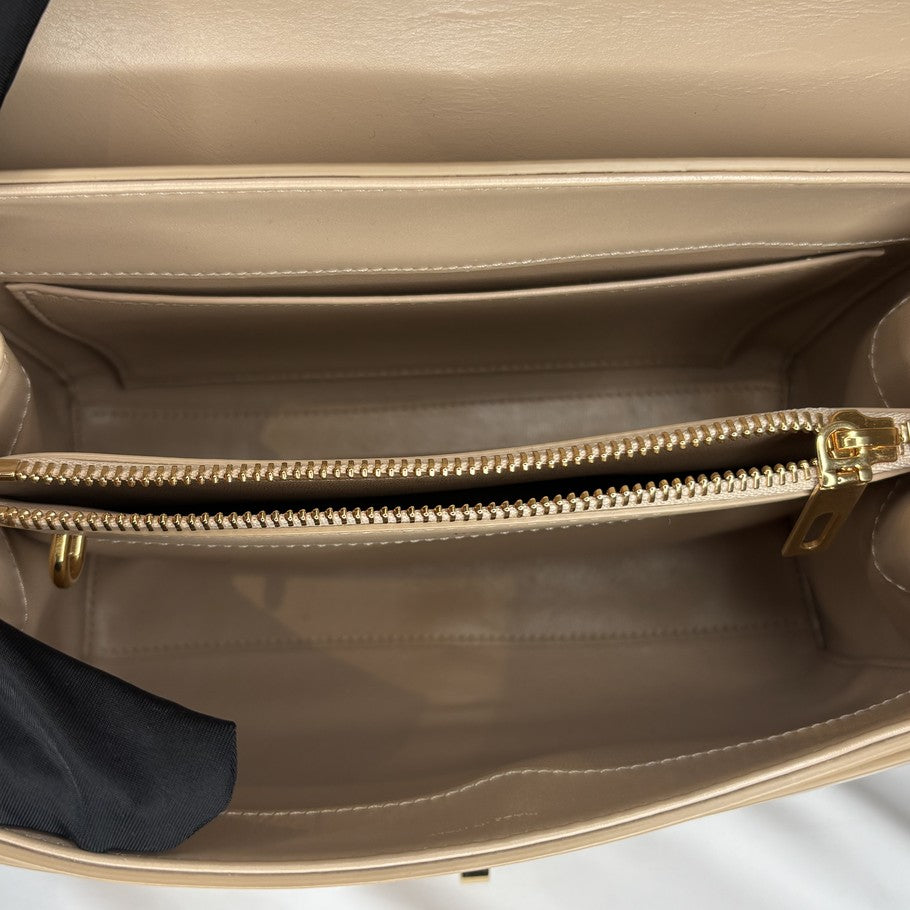 CELINE 16 Small 2-Way Leather Bag Beige Size ONE SIZE