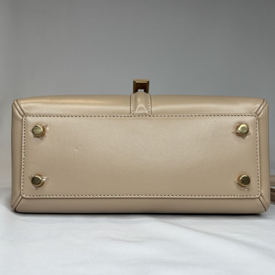 CELINE 16 Small 2-Way Leather Bag Beige Size ONE SIZE