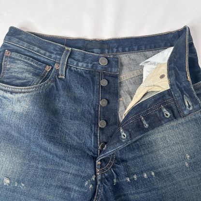 PRADA Washed Distressed Denim Jeans Navy Size 29