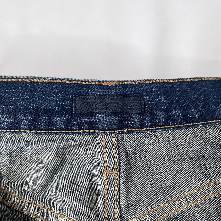 PRADA Washed Distressed Denim Jeans Navy Size 29