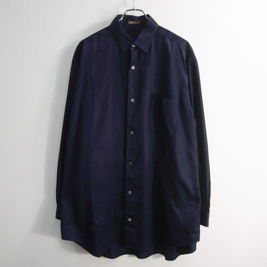 Y's for men Blue Oversized Rayon Long Sleeve Shirt