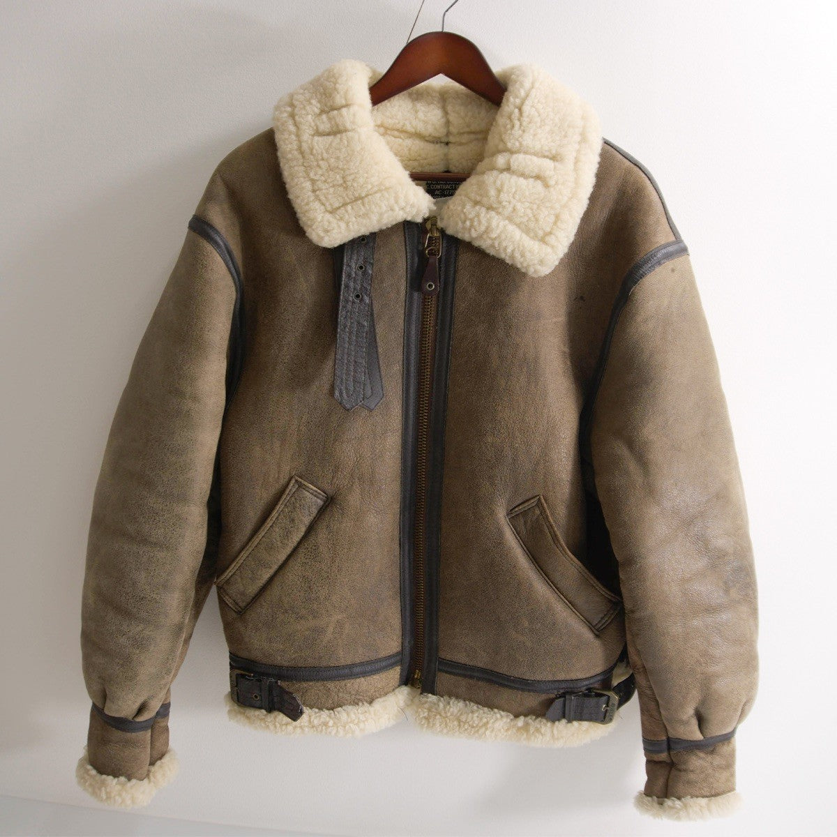 AVIREX Brown B-3 Mouton Sheepskin Bomber Jacket Size 38
