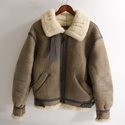 AVIREX Brown B-3 Mouton Sheepskin Bomber Jacket Size 38