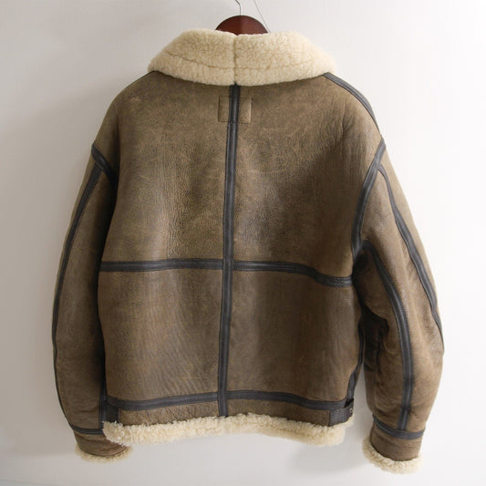 AVIREX Brown B-3 Mouton Sheepskin Bomber Jacket Size 38