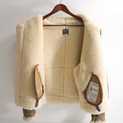 AVIREX Brown B-3 Mouton Sheepskin Bomber Jacket Size 38