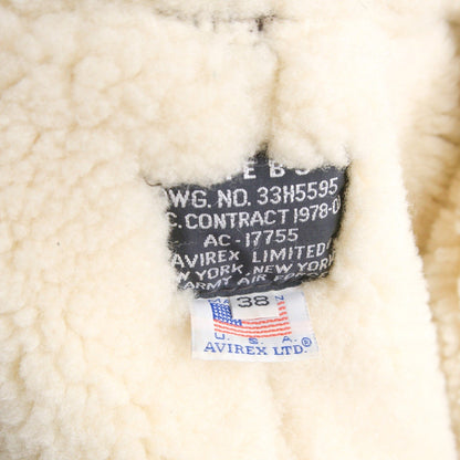 AVIREX Brown B-3 Mouton Sheepskin Bomber Jacket Size 38