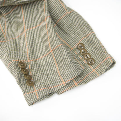 NIGEL CABOURN Linen Check Tailored Jacket Size 50