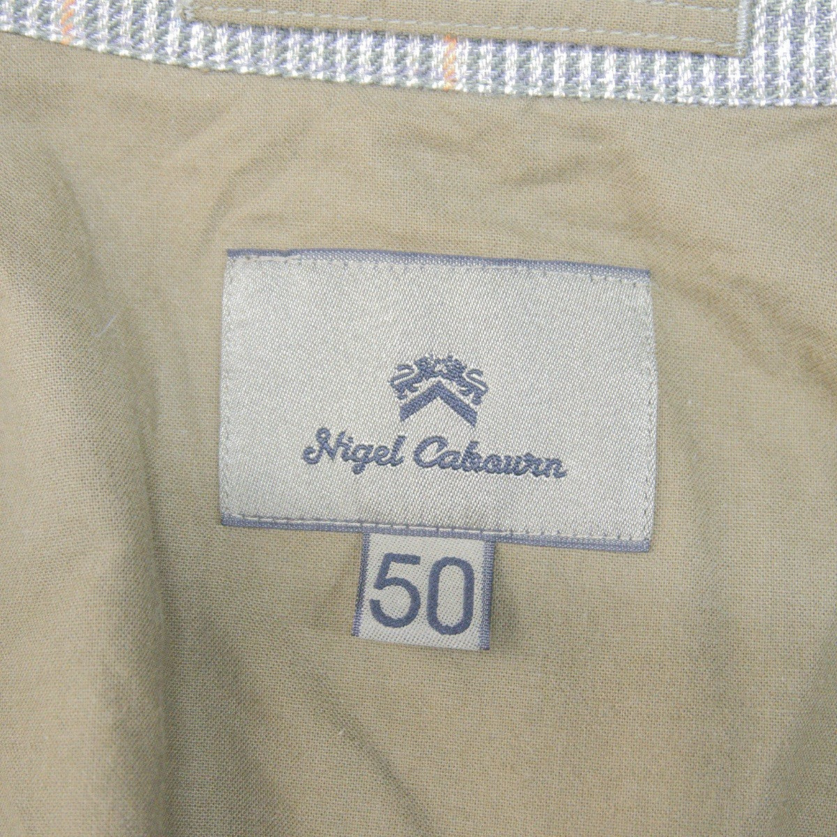 NIGEL CABOURN Linen Check Tailored Jacket Size 50