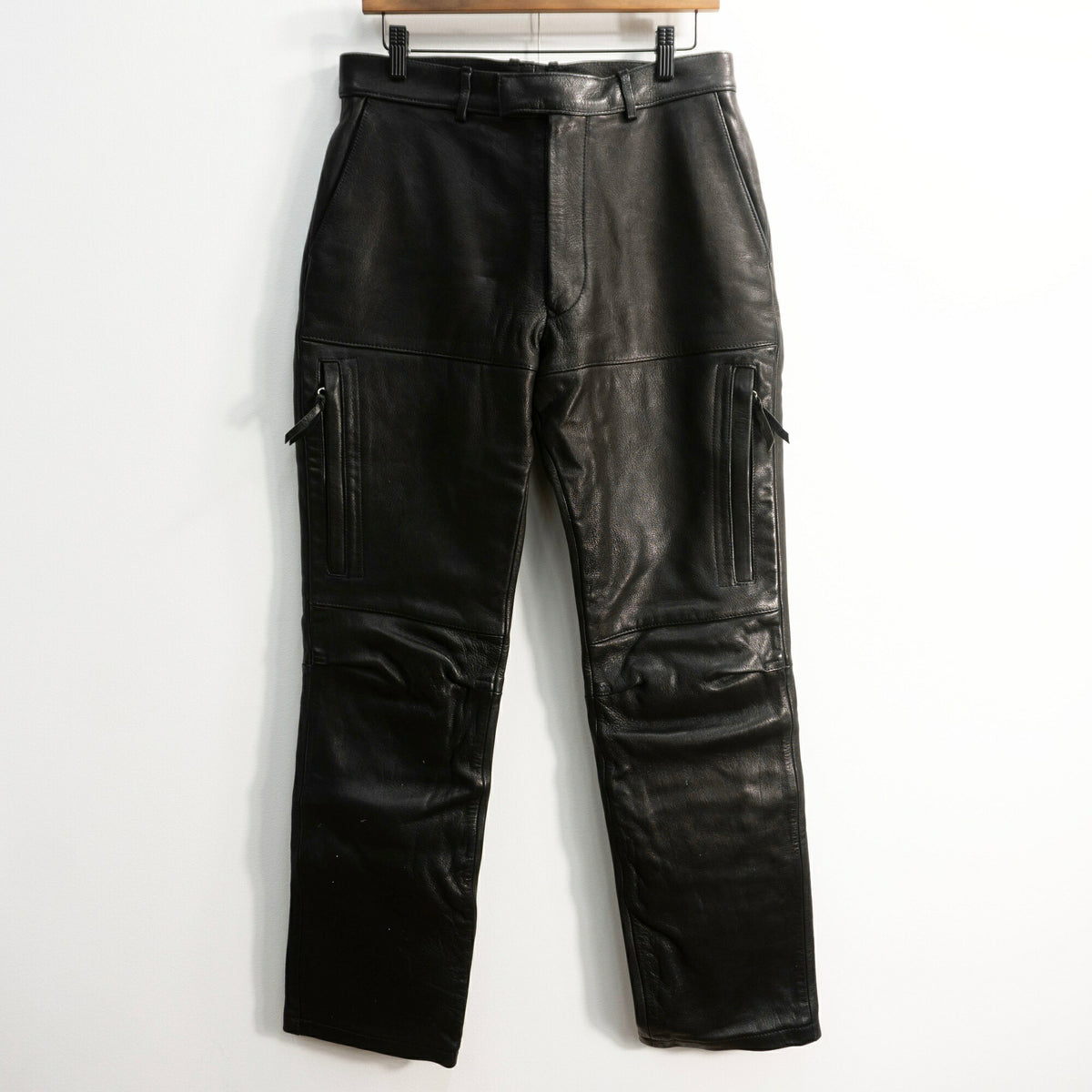 Max Fritz Leather Biker Pants Black Size 48