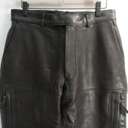 Max Fritz Leather Biker Pants Black Size 48