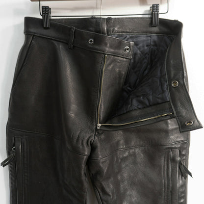 Max Fritz Leather Biker Pants Black Size 48