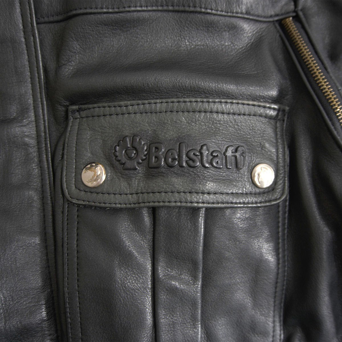 BELSTAFF Black Leather Motorcycle Jacket Size 40