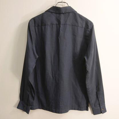 WACKO MARIA Rayon Open Collar Long Sleeve Shirt Navy Size S