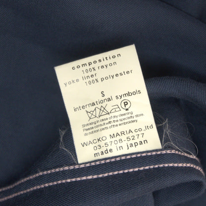 WACKO MARIA Rayon Open Collar Long Sleeve Shirt Navy Size S