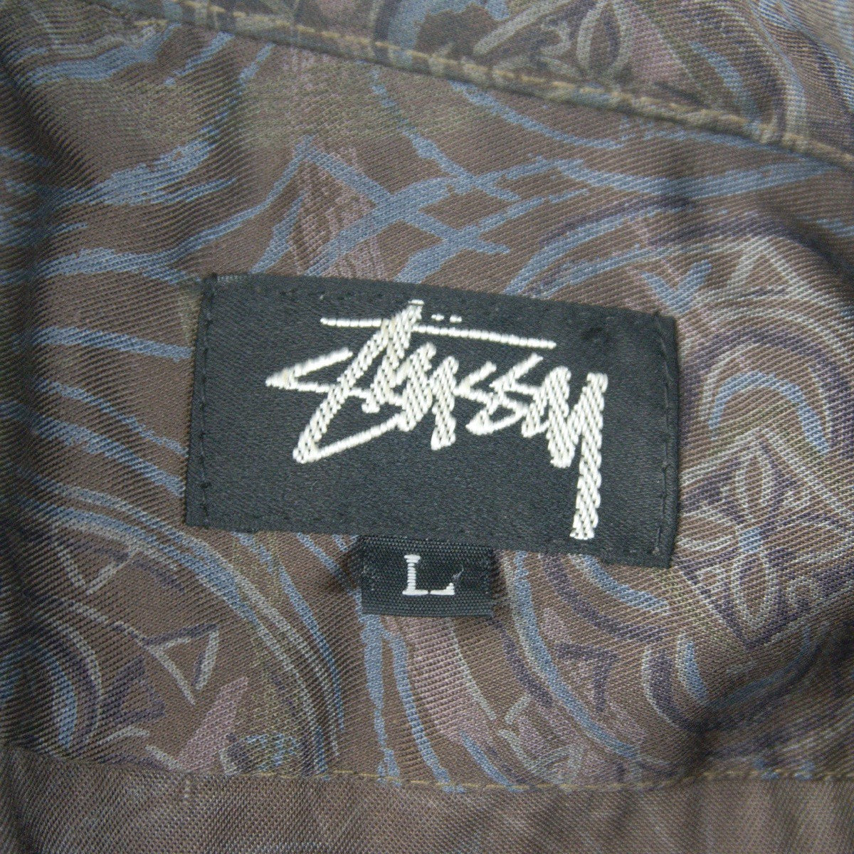 STUSSY 80s USA Made Open Collar Rayon Shirt Size L