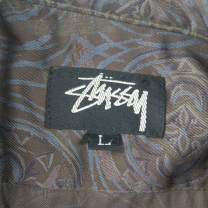 STUSSY 80s USA Made Open Collar Rayon Shirt Size L