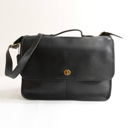 OLD COACH Turnlock Leather Flap Bag Black