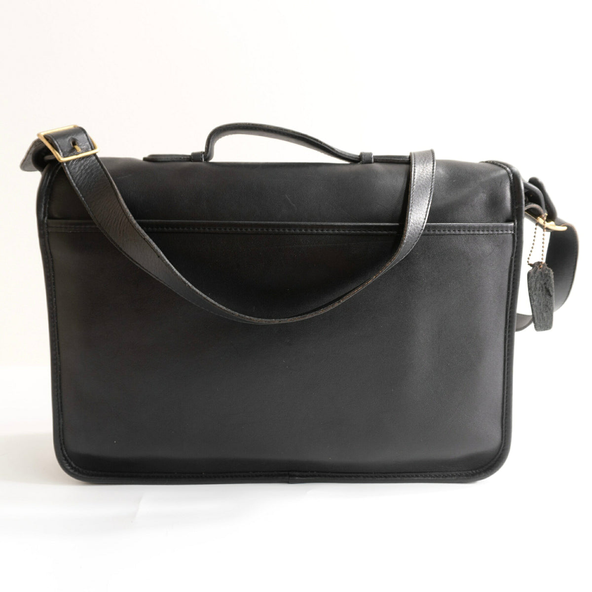 OLD COACH Turnlock Leather Flap Bag Black