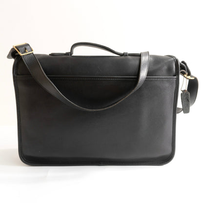 OLD COACH Turnlock Leather Flap Bag Black
